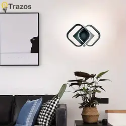 Black White Wall Light Square Round LED Three Color Temperature Dimming 85v-265v Modern Simple Aisle Bedside Corridor Porch