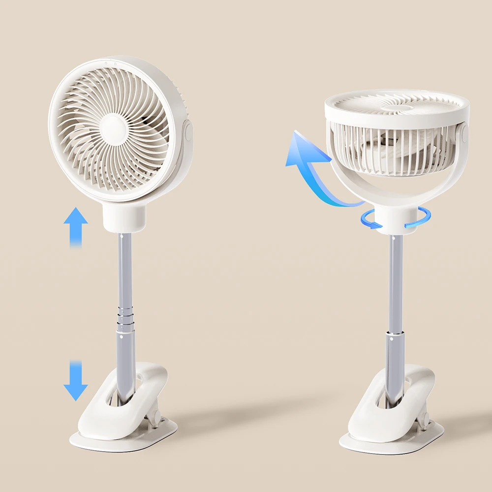Ventilateur Électrique Flexible, Rechargeable par USB, à 4 Vitesses, Sans Fil, avec réinitialisation de Refroidissement, avec Veilleuse, pour le Bureau et la Maison