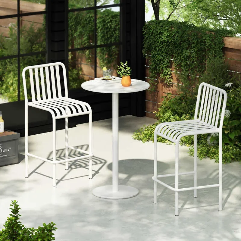 Modern White Tall Bar Table for Outdoor Indoor Use Suitable for Coffee Shop Hotel Restaurant and Home Decor Stylish Design