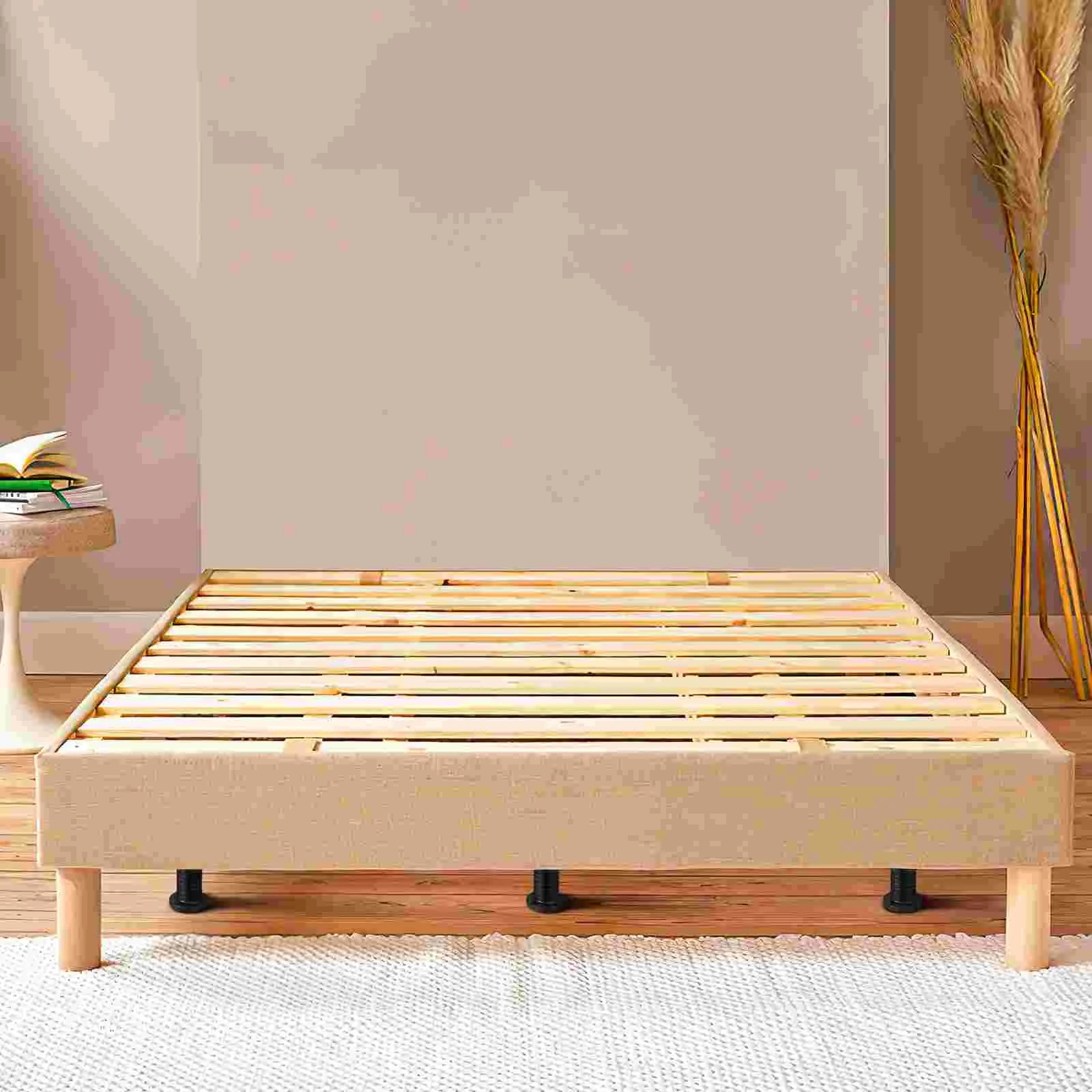 Cadre de Support de Lit en Bois, Pieds de Meubles Réglables, Planches Perforées, Canapé King Size, 1300x1000x400cm, Kit en Acier Plastique, 2 Pièces