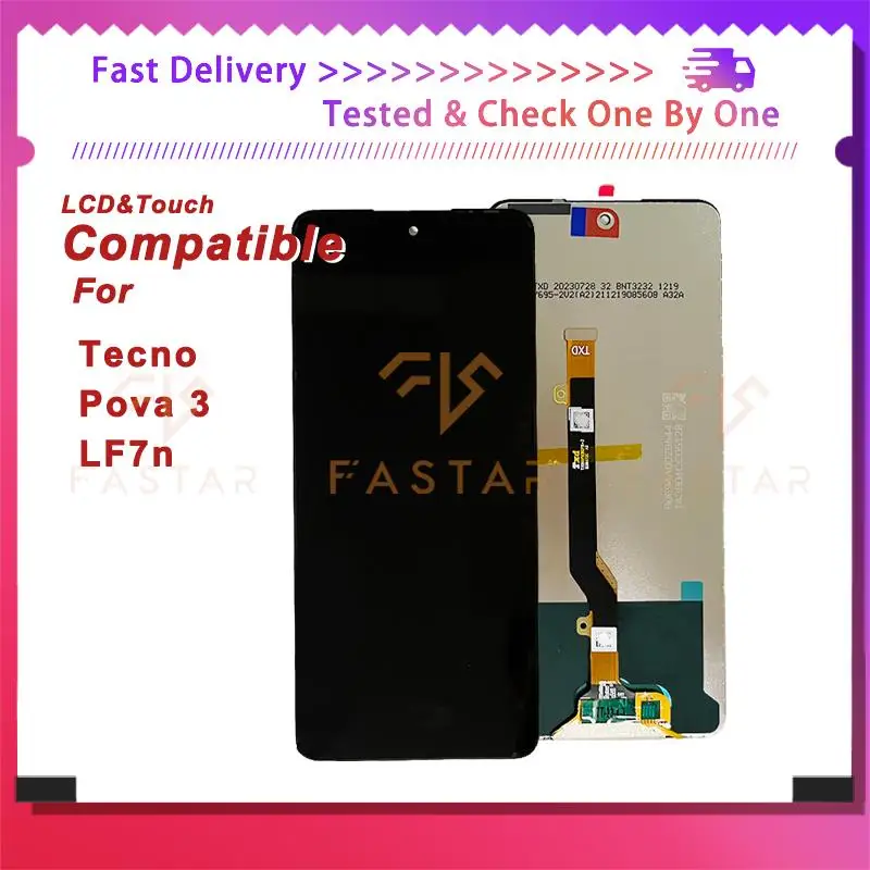 

LF7N 6.9"Tested For Tecno Pova 3 Display LF7 LF7n Screen Touch Digitizer Sensor Assembly Replacement For Tecno Pova3 LCD