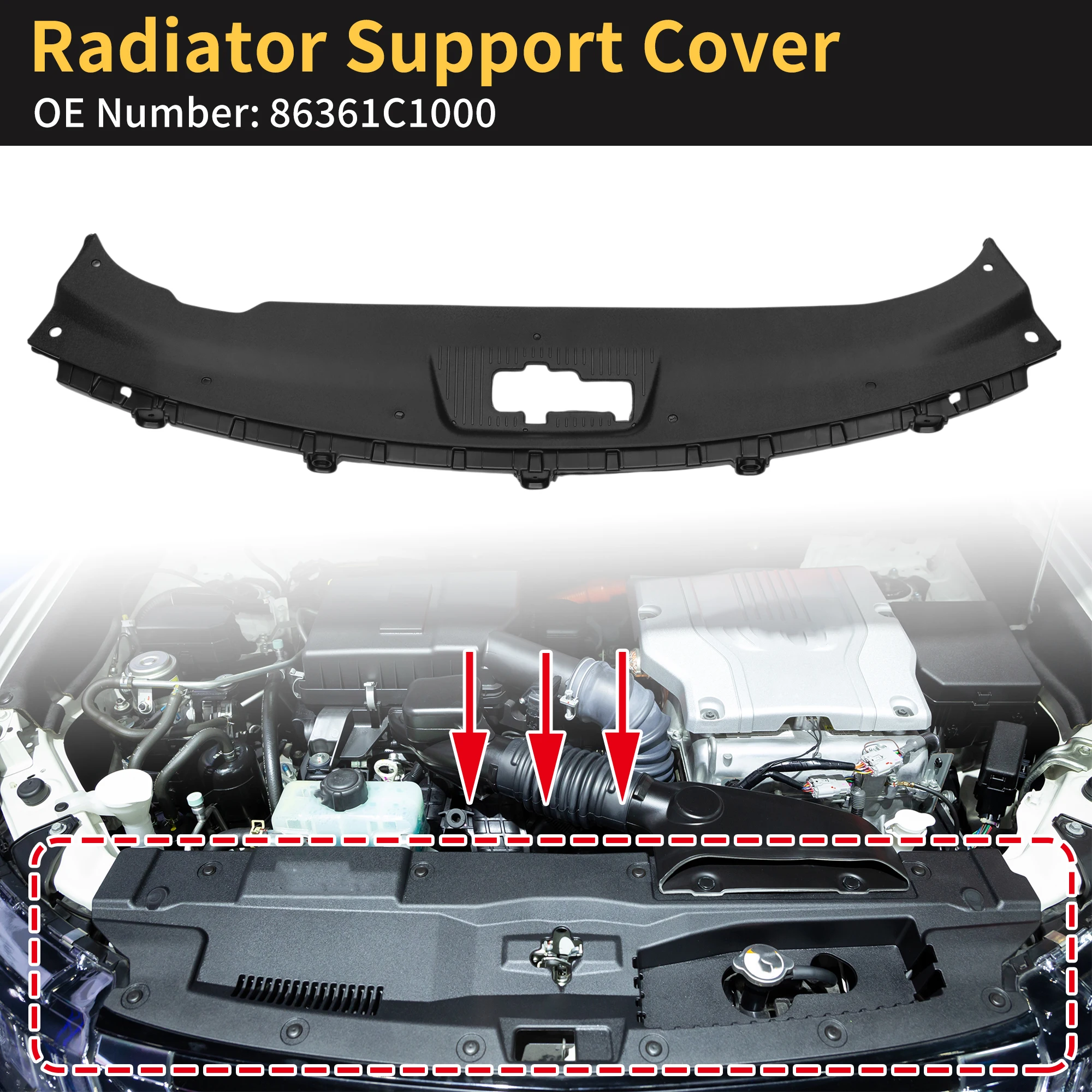 

Крышка опоры радиатора UXCELL для Hyundai Sonata 2015-2019 No 86361C1000 ABS черный