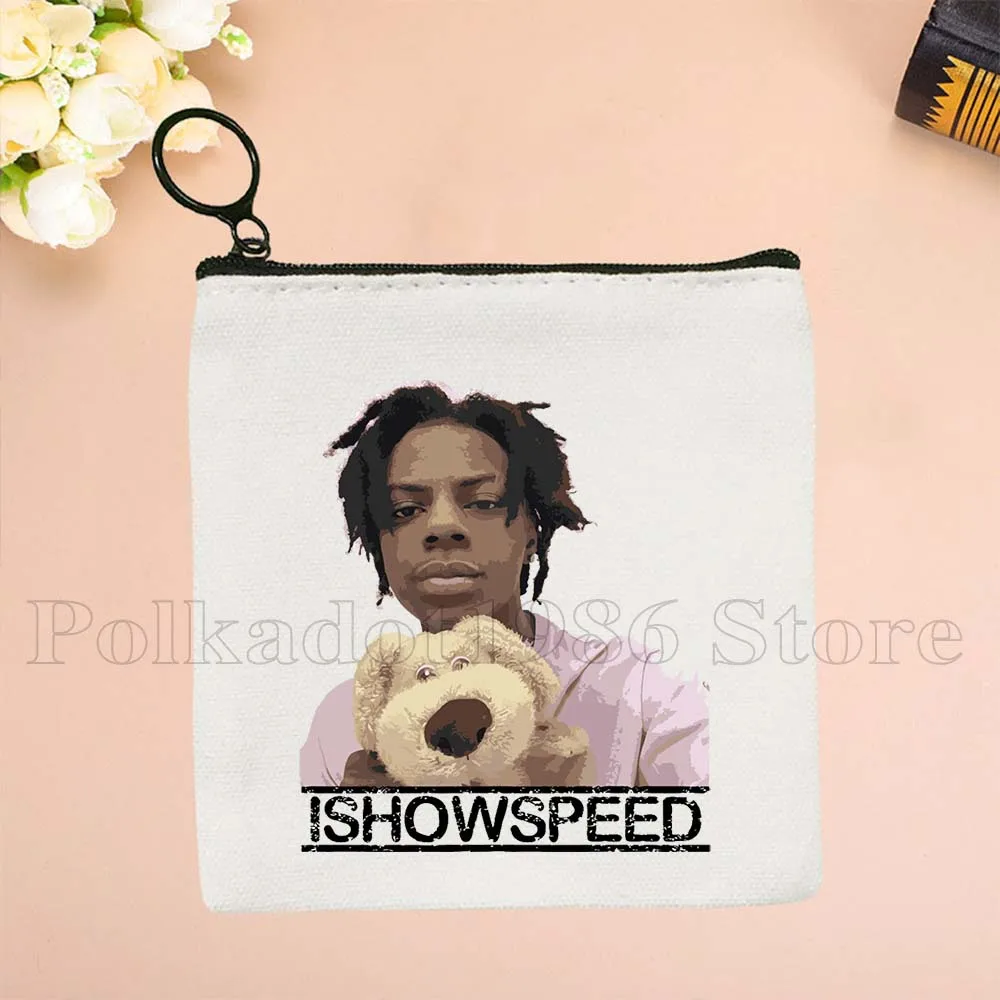 Funny Cute Darren Watkins IShowSpeed Speed Lover Fan Gift Canvas Coin Purse Bag Small Square Key Storage Card Bag Wallet Pouch