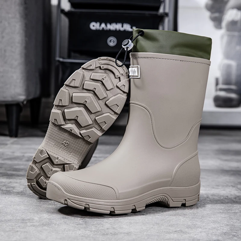 Thick-soled wear-resistant rubber shoes for men and women, mid-calf waterproof anti-slip fishing construction site rain boots view 2