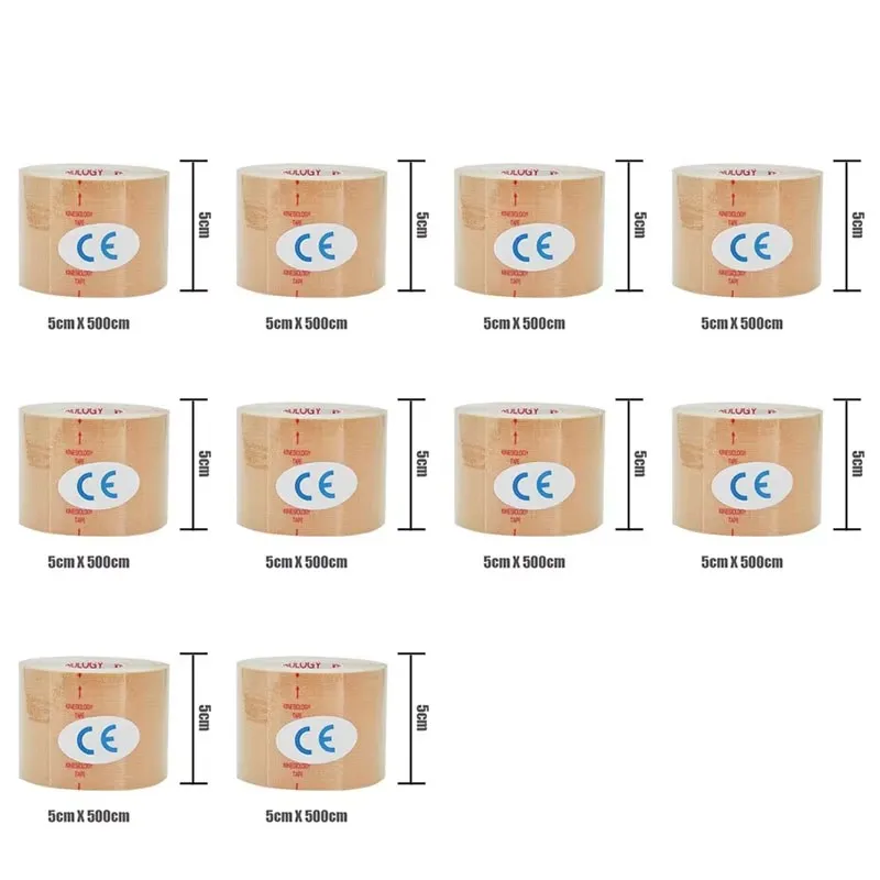 1/5/6 Pcs Beige Kinesiology Tape Muscle Bandage Sports Cotton Elastic Adhesive Strain Injury Tape Knee Muscle Pain Relief Sticke