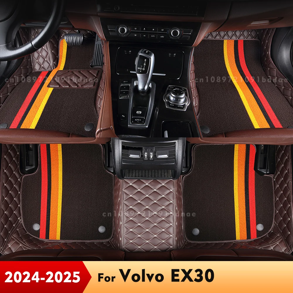 

For Volvo EX30 2024 2025 Double Layer Car Floor Mats Custom Auto Foot Pads Carpet Cover Interior Accessories