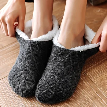 6/5/4/3/2/1Women's Warm Solid Color Floor Socks Non Slip Plush Knitted Coral Fleece Socks…
