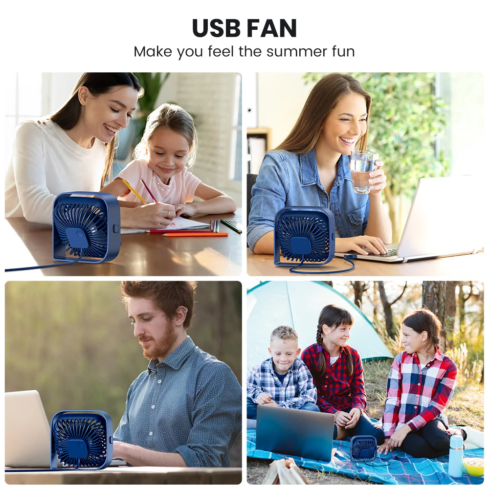 TOPK Portable Small Desk Fan Ultra Quiet Table Fan USB Rechargeable Cooling Fan With 3 Speed Powerful Wind Offices Fan