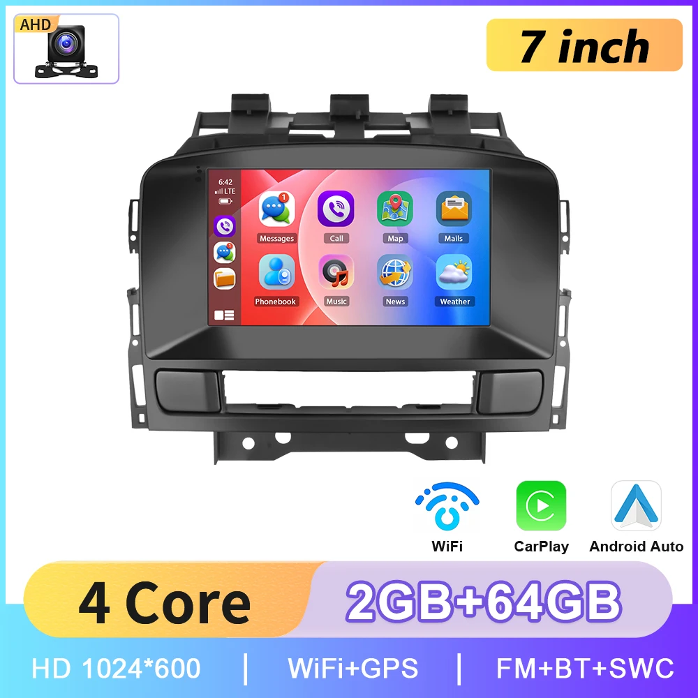 Podofo 7'' 2Din autoradio voor Buick Excelle 2010-2014/Opel Astra J 2011-2012 draadloze CarPlay/Auto multimedia GPS WIFI FM