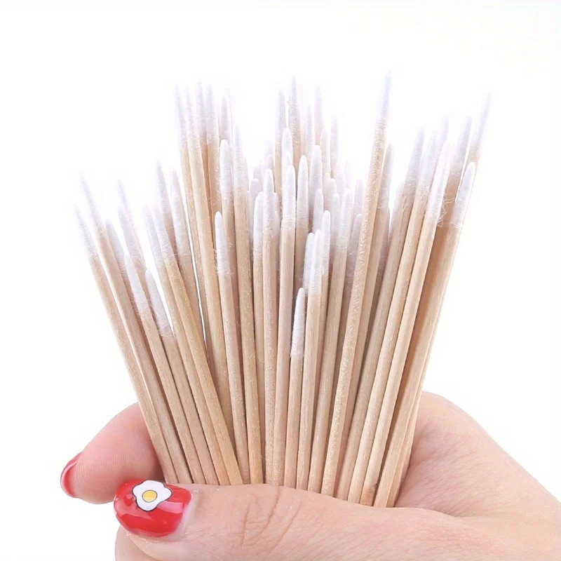 100-500Pcs Nails Wood Cotton Swab Clean Sticks Bud Tip Wooden Cotton Head Manicure Detail Corrector Nail Polish Remover Art Tool