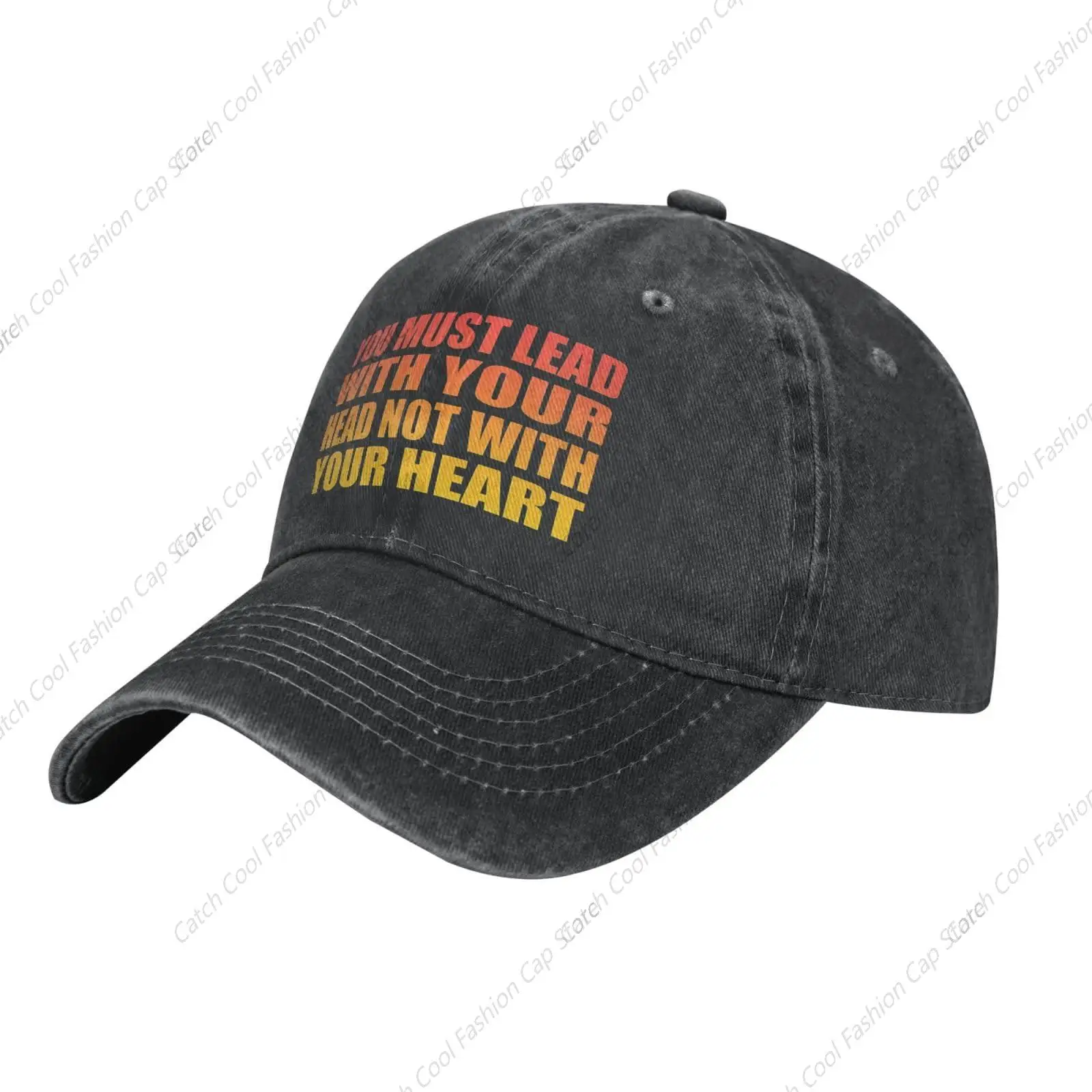 You Must Lead with Your Head Baseball Cap for Men Women Vintage Trucker Denim Hat Washed Cotton Fashion Unisex Adjustable Sports