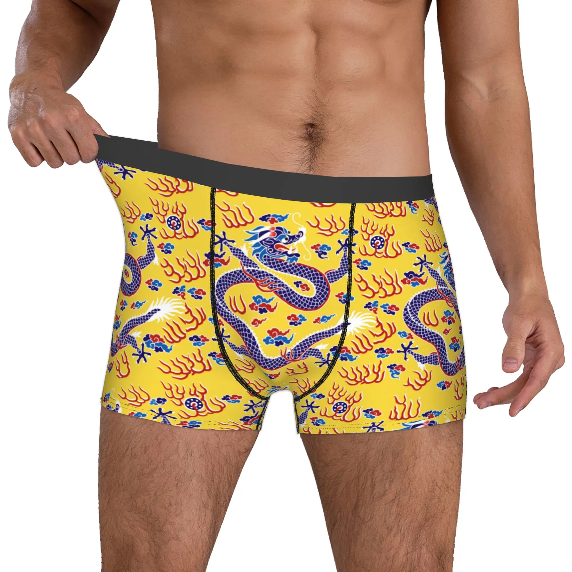 Vintage Chinese Style Dragon Art Boxer Shorts For Men 3D Print Tradition Asian Myth Underwear Panties Briefs Stretch Underpants