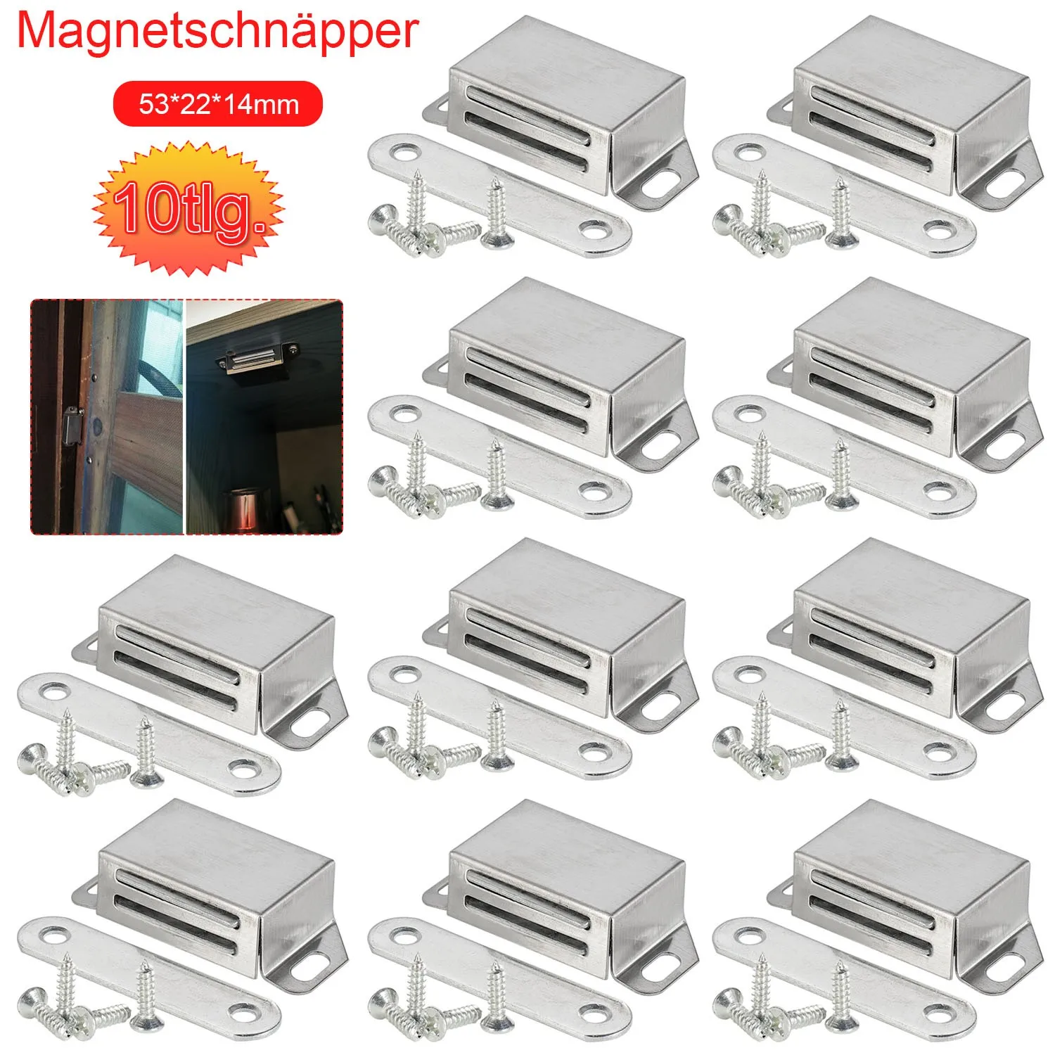 10pcs Extremely Strong Magnetic Snapper Door Magnet Furniture Magnet 12KG Cupboard Bathroom Kitchen Doors With Screws Set