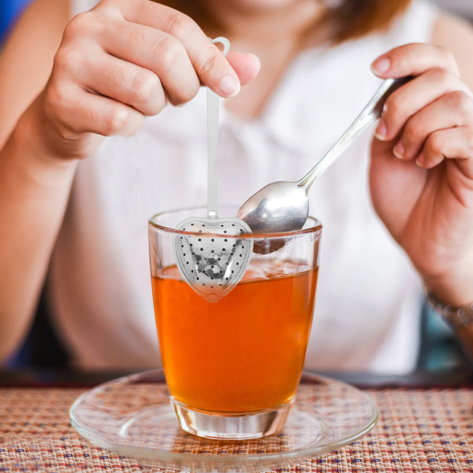 

6Pcs Heart Shape Tea Infusers Handle Stainless Steel Filter Strainer Fine Mesh Loose Leaf Easy Clean Tea Strainers