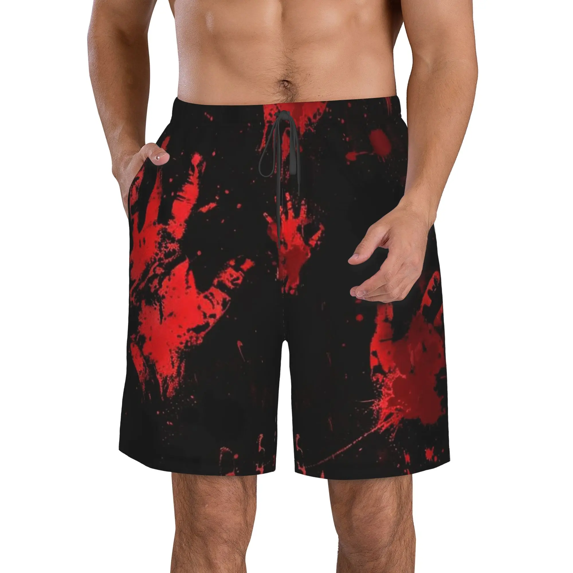 Splash Blood Hand Graphic Trunks Beach Board Shorts Casual Quick Dry Swimming Summer Men Pants