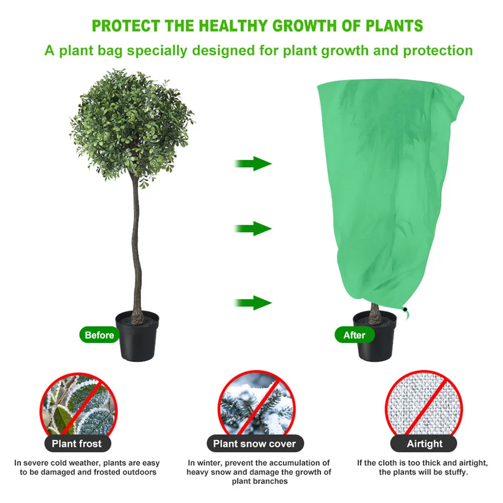 

Winter Insulated Plant Protection Bag Spigot Covers Drawstring Frost proof Cover Pest Control Reusable Gardening Supply Tree
