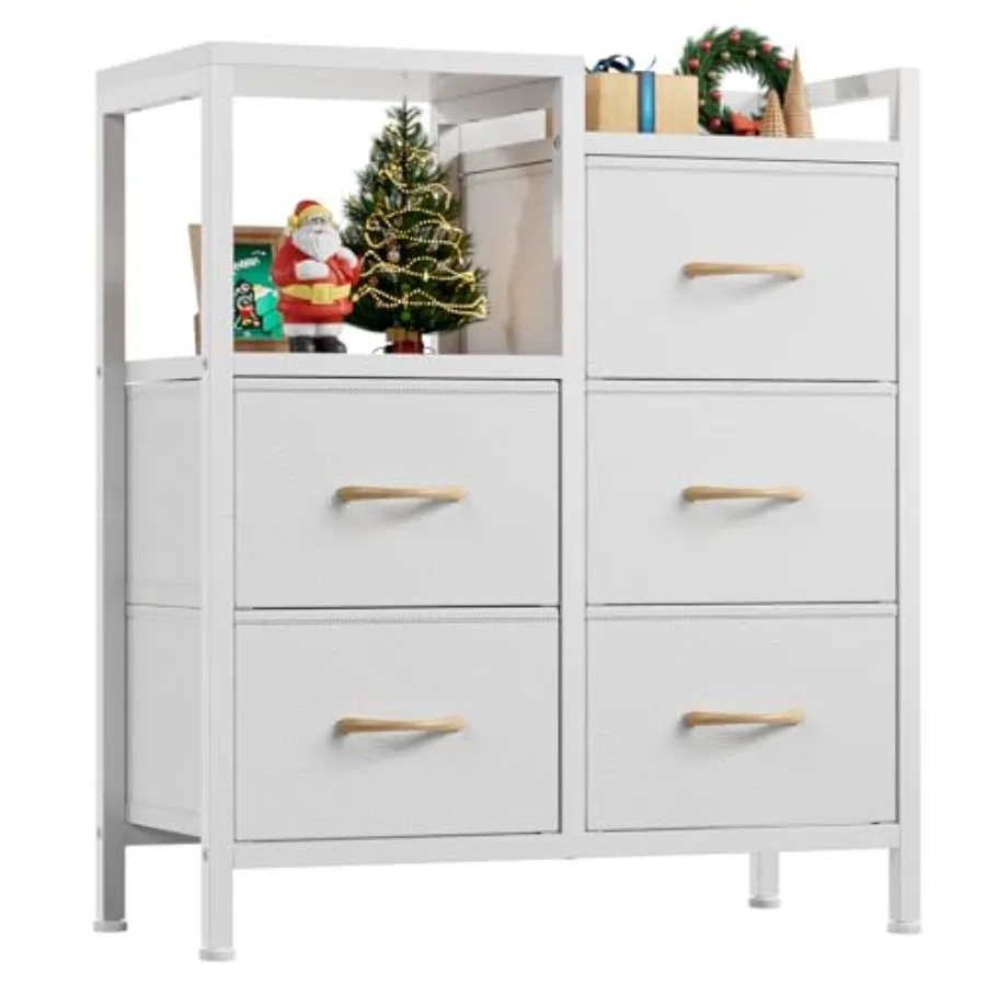 

5 Drawer Dressers for Bedroom 2 Tier Shelf Storage Small Fabric Dresser for Closet Sturdy Metal Frame Modern Style Storage Cabi