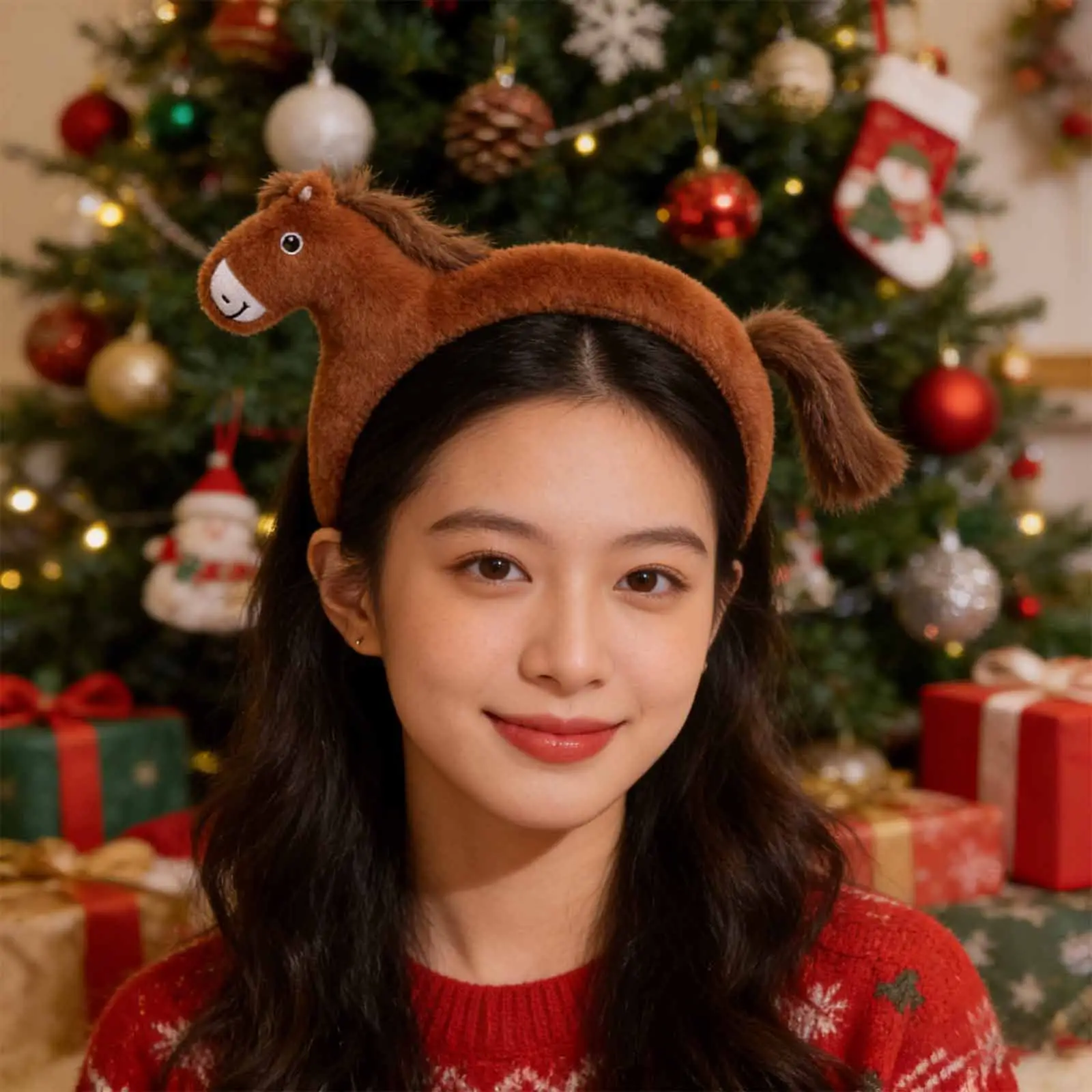 

Праздничная повязка на голову с реалистичными ушками коричневой лошади, мягкая, для Китайского Нового года, аксессуар для вечеринки в честь Года Лошади, реквизит для фотосессий, 2026