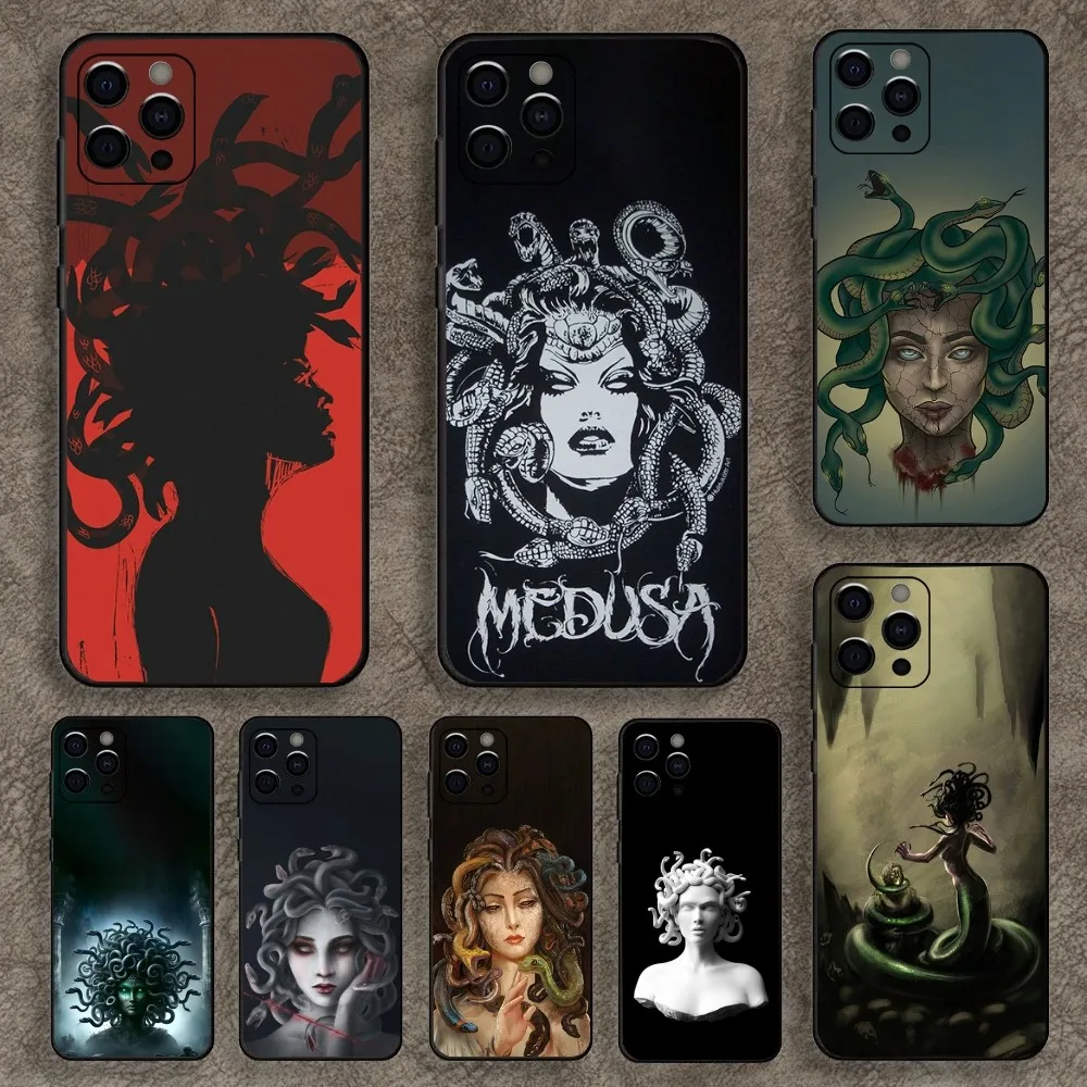 Ancient Greek Mythology Medusa Phone Case For Apple iPhone 15,14,13,12,11,Pro,X,XS,Max,XR,Plus,Mini Soft Black Cover