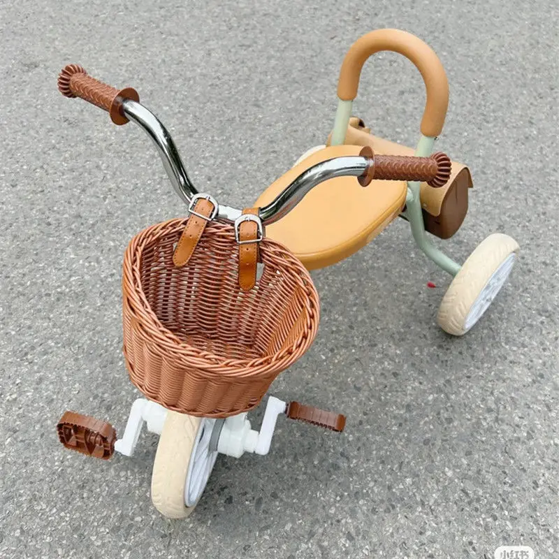 DokiToy Kreative und Interessante kinder Dreirad Pedal 1-3-6 Jahre Alt Baby Fahrrad Retro Dreirad Mit leder Tasche Kinderwagen