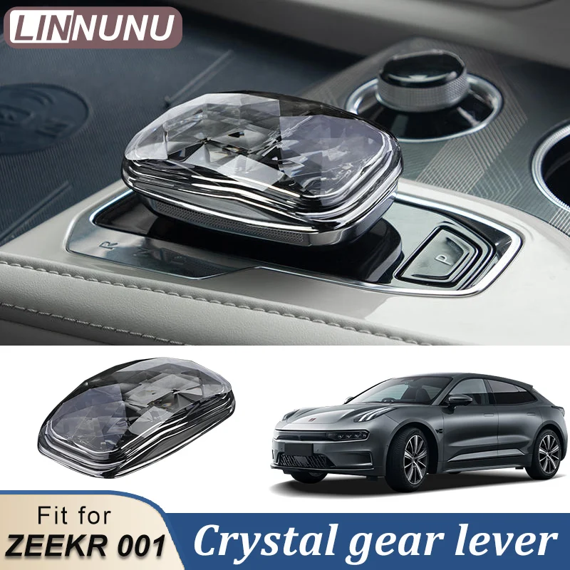 

LINNUNU For Zeekr 001 Rhinestone Look Trim Car Gear Shift Handle Knob Frame Cover Artificial crystal Gear shift Lever Styling