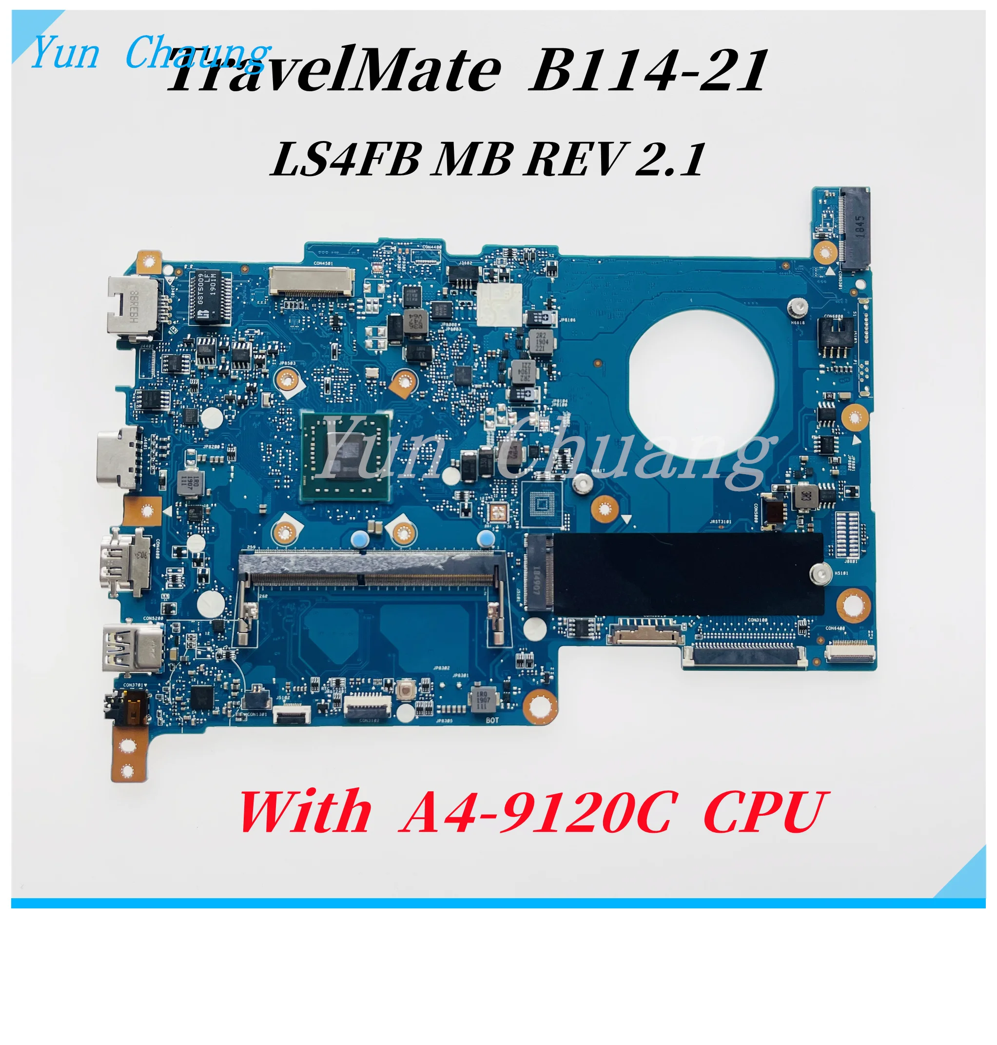 

For Acer TravelMate B114-21 Laptop Motherboard LS4FB MB REV 2.1 Mainboard NB.VK311.001 With A4-9120C CPU DDR4 DDR4 100% Work