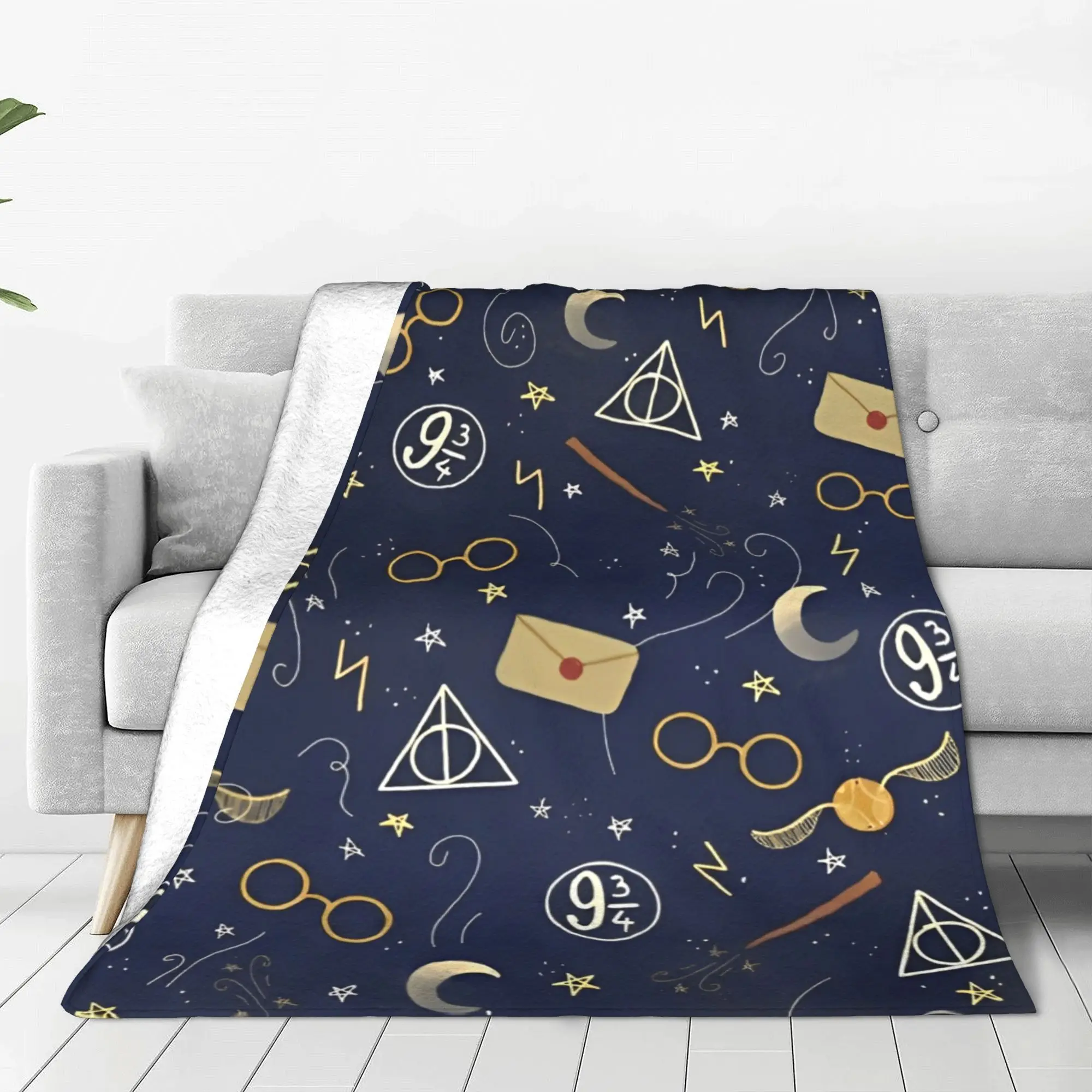 MINISO Harry Potter Icons  Blanket Wizard Magicial Fantasy  Plush Throw Blankets Bedding Couch Portable Soft Warm Bedspreads