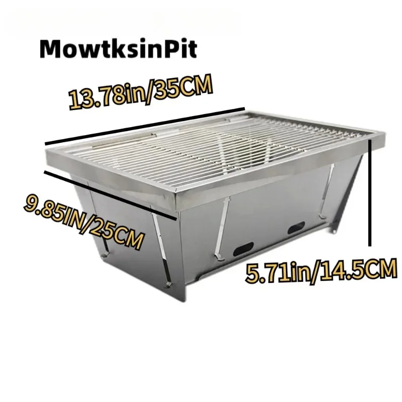 MowtksinPit 304 Stainless Steel Barbecue Grill Portable Outdoor Stove IGT Table Stove Folding Firewood Stove BBQ Camping Stove