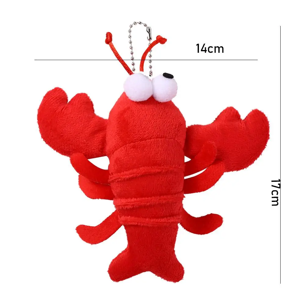Kawaii 14*17cm Red Lobster Crayfish Pendant Prop Stuffed Animal Bag Pendant Plush Toy Keychains Keyring Stuffed Keychain