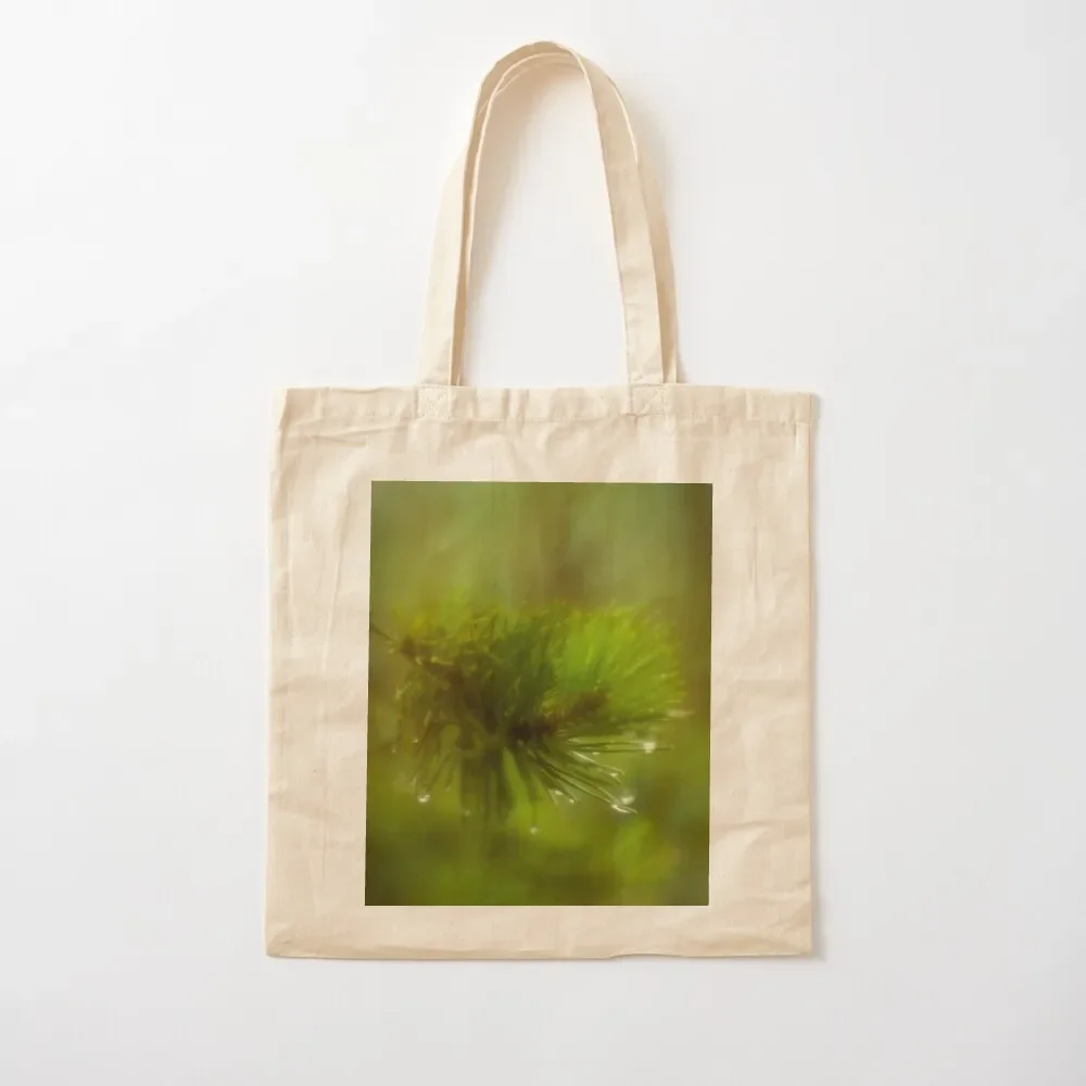 

Pine tree branch with drops of dew Tote Bag bags luxury women Shopper bag