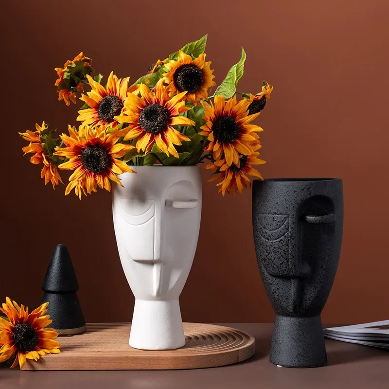 Nordic ins simple modern face ceramic vase creative living room home gateway TV cabinet flower arrangement decoration