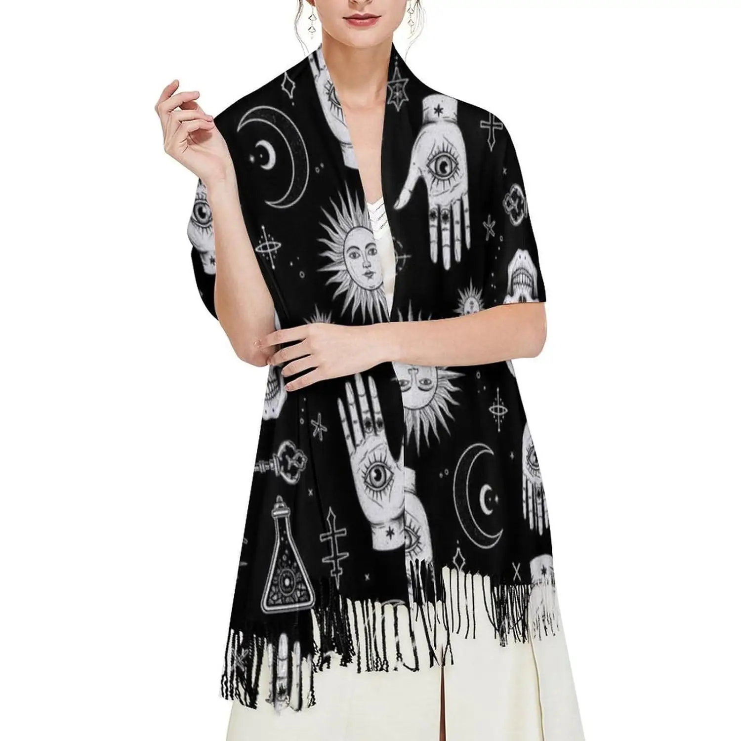 

Женская шаль из пашмины с бахромой, роскошный кашемировый шарф, зимняя мода, легкий шарф, шаль