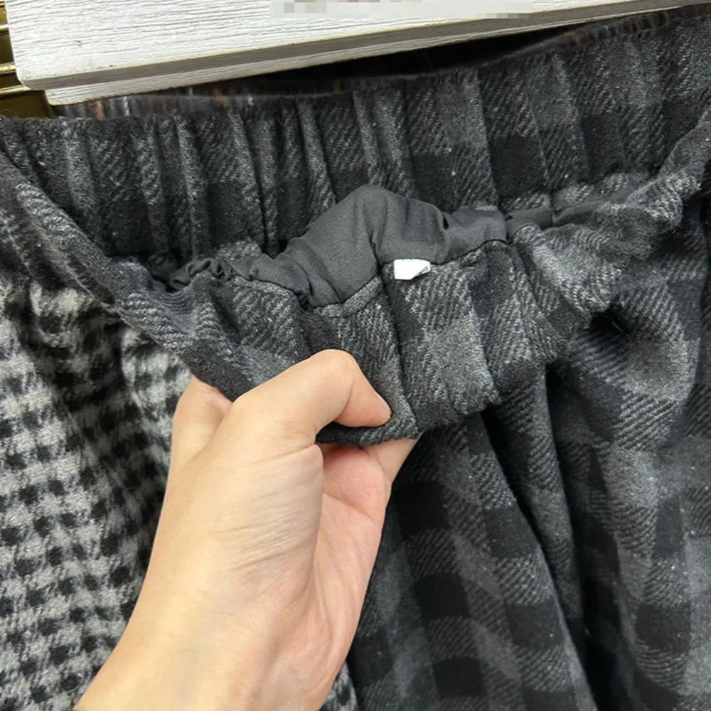 Nieuw in dames herfst winter onregelmatige geruite midi-rok 2025, vrouwelijke Koreaanse stijl, elegante hoge taille rokken