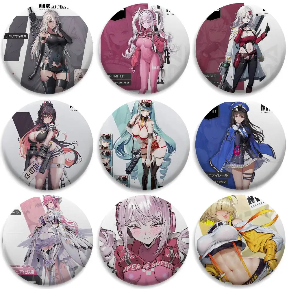 

N-Nikkes Game Sexy Badges Round Exquisite Badge Brooches Creative Pins For Clothes Hat Backpack Gift Accessories
