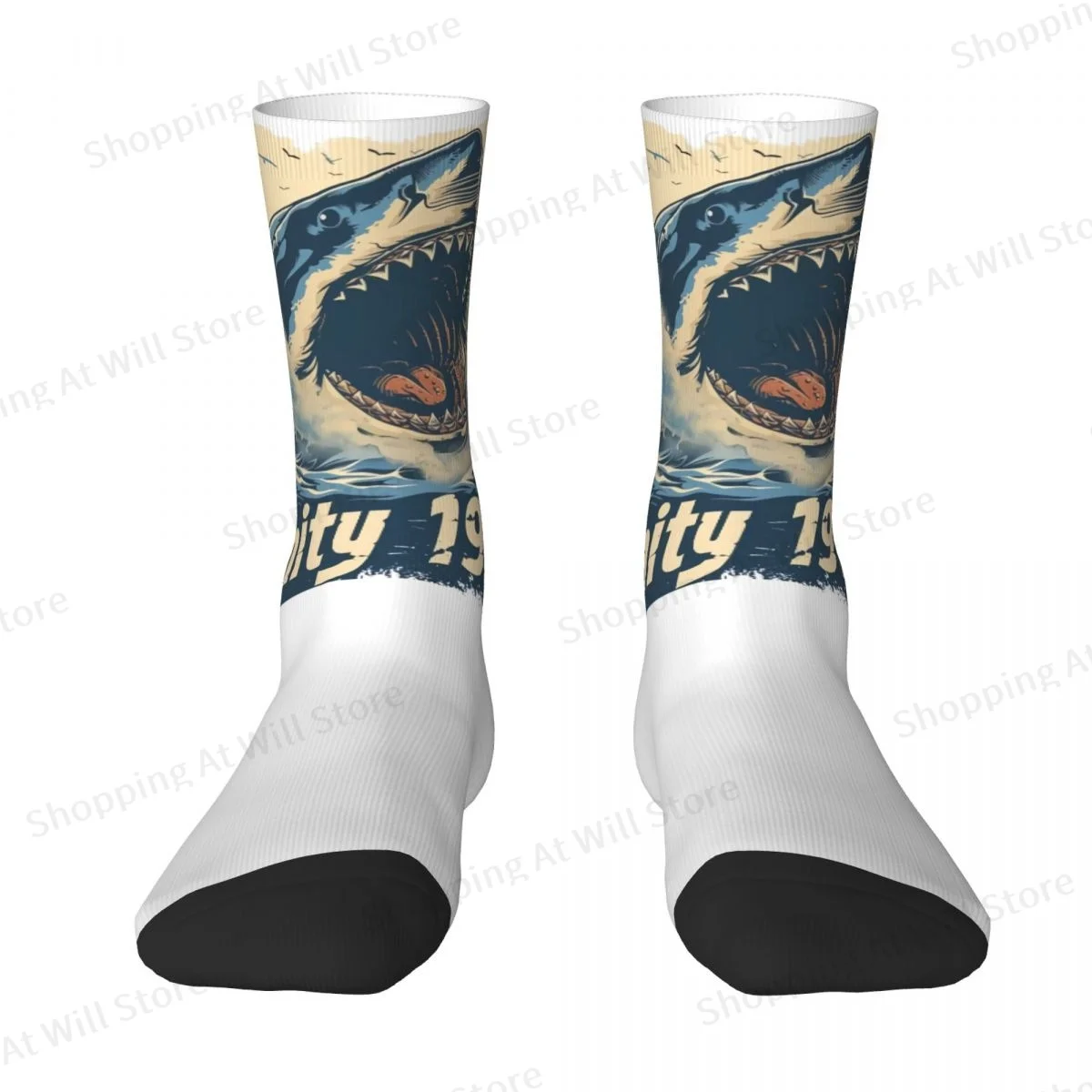 Jaws Amity 1975 Bay Shark Attacks Men Women Happy Socks Cycling Novelty Spring Summer Autumn Winter Stockings Gift