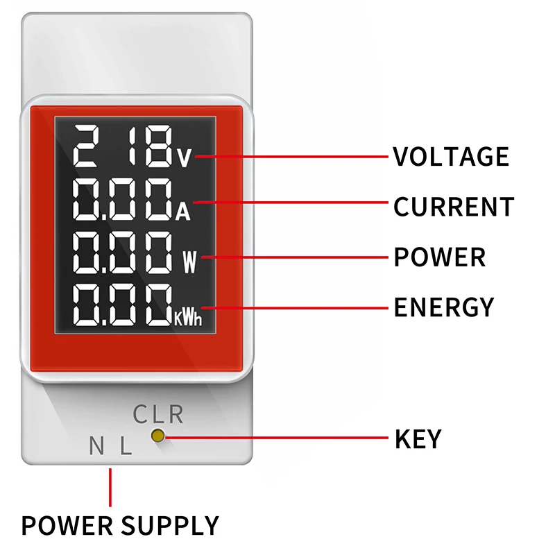 Din Rail Electricity Digital Meter Power Energy Voltmeter Ammeter Watt kWh Reset Power Consumption Wattmeter Monitor AC 50V~300V