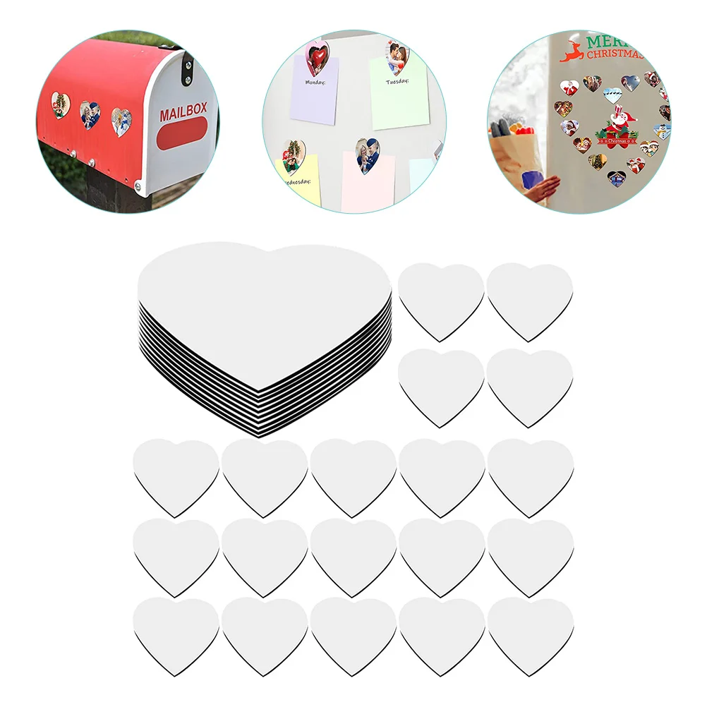 

30 Pcs Sublimation Blank Refrigerator Magnets Fridge DIY Ornament Decorative Heart Shaped