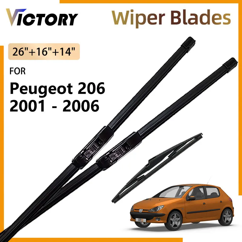 

Front Rear Wiper Blade For Peugeot 206 Hatch 2001 - 2006 2005 2004 2003 2002 Accessories Windshield Windscreen Brushes 26"16"14"