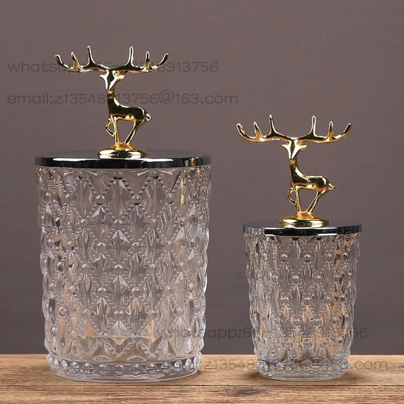 Modern Light Luxury Crystal Glass Storage with Lid Candy Jar Toothpick Jar American Home Living Room Coffee Table Ornament