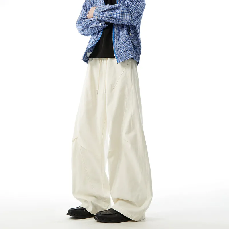 

Джинсы унисекс в стиле ретро с американским дизайном, изогнутым кроем, модные, свободные, винтажные, широкие, плиссированные, в пол