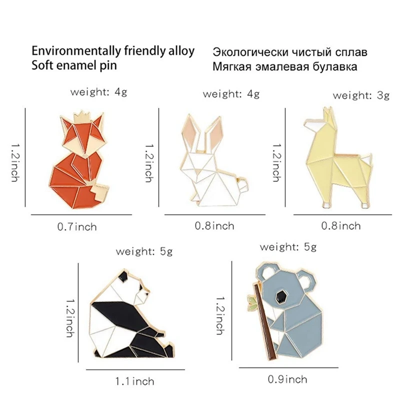 10 PCS Animal Enamel Pins Set Cartoon Fox Panda Koala Alpaca Rabbit Lapel Pin Brooches Badges For Backpacks Jackets