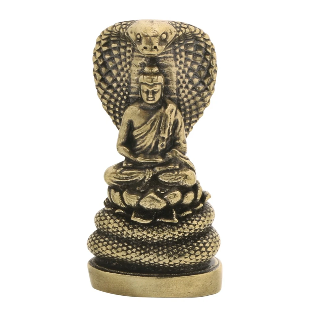 Brass Buddha Statue Zen Buddhist Statue of Siddhartha Gautama with Naga Snake Brass Altar Decor for Meditation