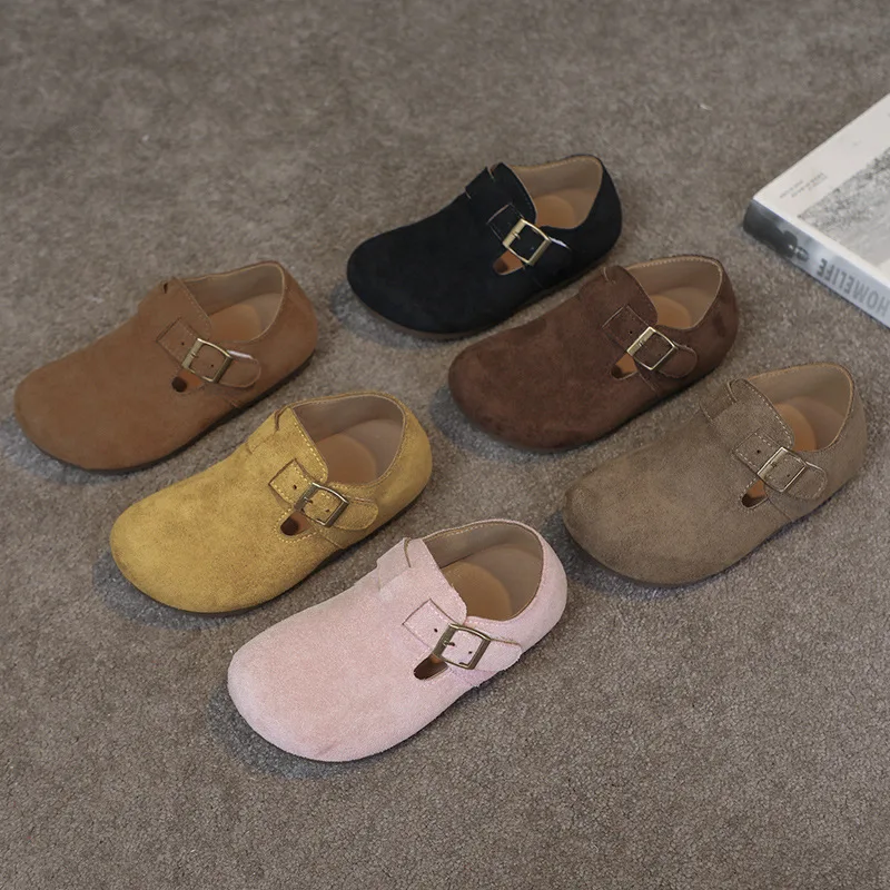 Children Flat Shoes Suede for Spring Kids  Non-slip Soft Sole 2026 Brand New Boys Girls Leather Shoes  Retro Trendy