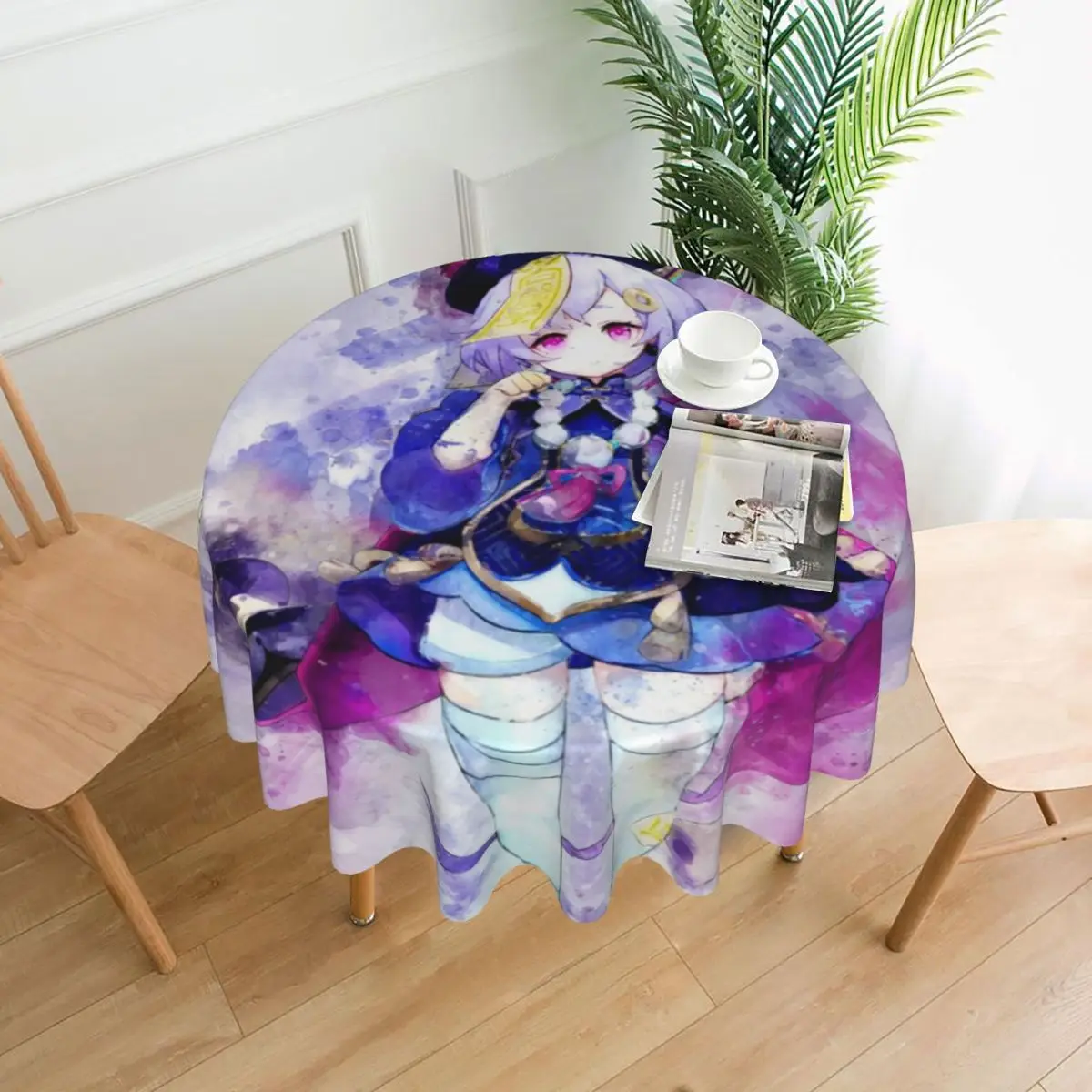 

Genshin Impact - Qiqi Waterproof Round Tablecloth Oilproof Table Cloth for Kitchen Events Dining Table Cover 60 inches