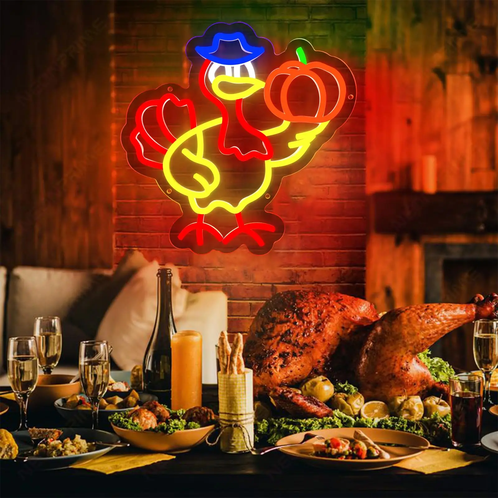 عيد الشكر اليقطين النيون تركيا علامات ضوء ديكور للتعليق على الحائط لخريف الخريف الشكر عيد الهالوين ديكور المنزل