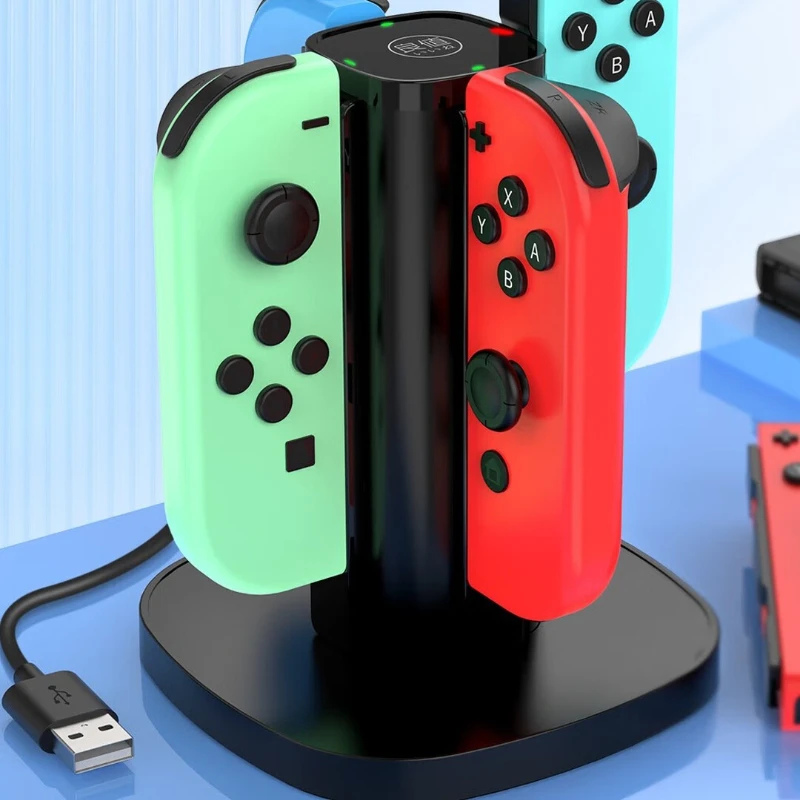 Game Controller Charging Dock with LED Status Lights Non Slip Base and Overcharge Protection Gamepad Charger for Desktop Setups