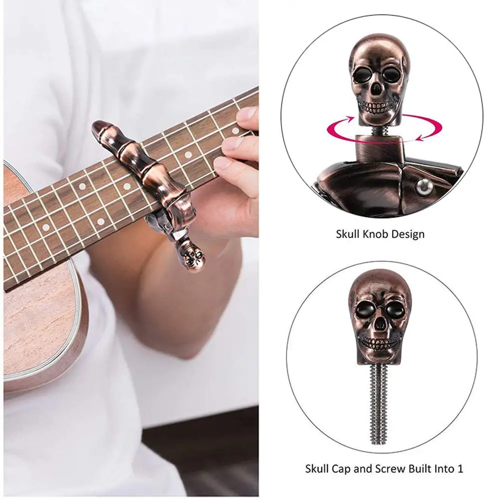 Guitar Capo Skull Capo for Acoustic and Electric Guitar Skeleton Head Ukulele Capo for Banjo Mandolin Bass and Classical Guitar view 2