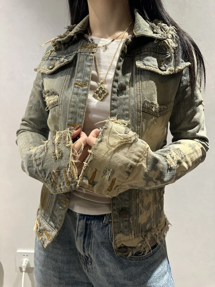 FANTASTION L.G.B 00s archive bleach denim Visual Kei distressed denim jacket tops