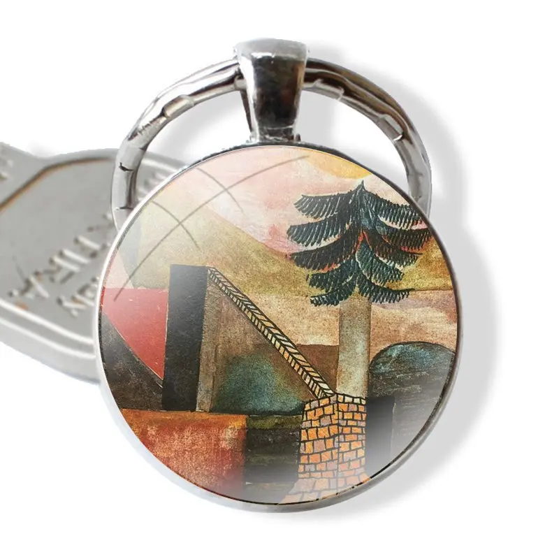 Paul Klee Keychain Handmade Glass Cabochon Key Ring Holder Pendant Key Chains