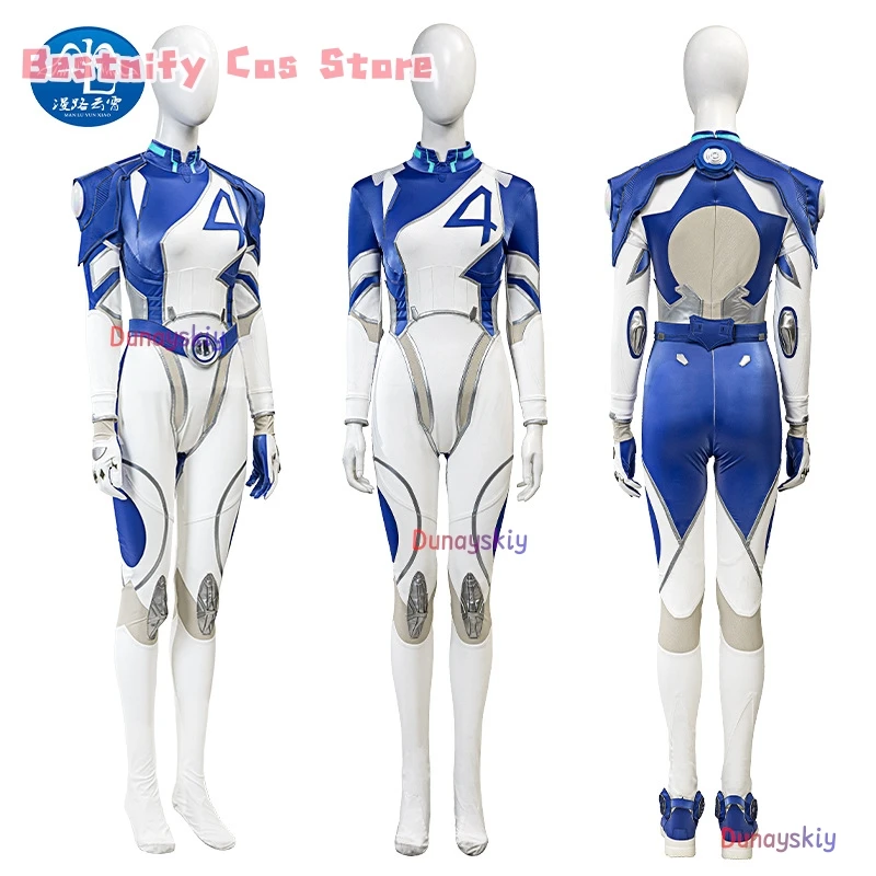 Invisible Woman 코스프레 Jumpsuit Costume Wig Strategist Hero Dr. Susan Uniform Halloween Game Party Sexy Clothes